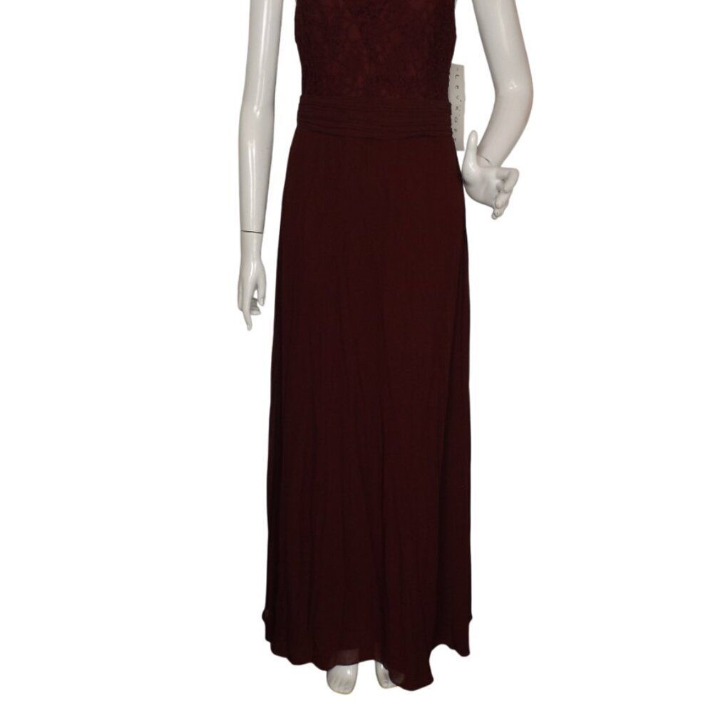 new BILL LEVKOFF Maxi Dress/Gown, 12, SAMPLE, Burgundy, Lace Neckline, Halter - Picture 3 of 15
